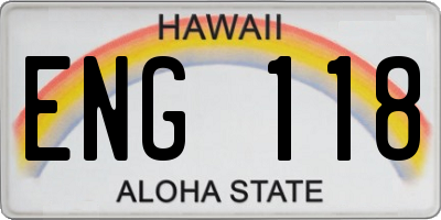 HI license plate ENG118