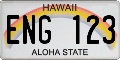 HI license plate ENG123