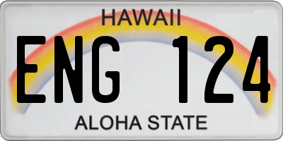 HI license plate ENG124