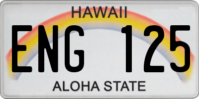 HI license plate ENG125