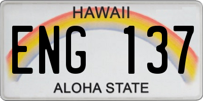 HI license plate ENG137