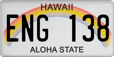 HI license plate ENG138