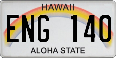 HI license plate ENG140
