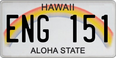 HI license plate ENG151