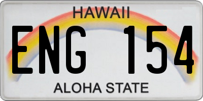 HI license plate ENG154