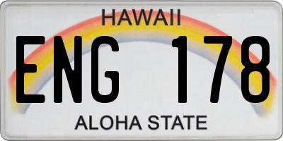 HI license plate ENG178