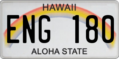 HI license plate ENG180
