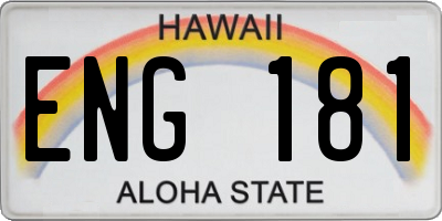 HI license plate ENG181