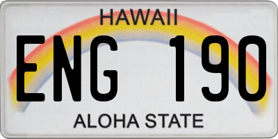 HI license plate ENG190