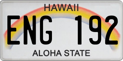 HI license plate ENG192