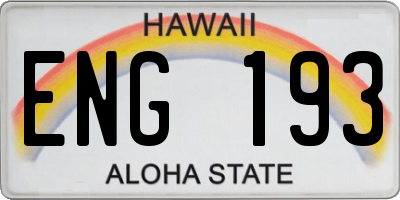 HI license plate ENG193