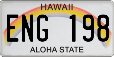 HI license plate ENG198