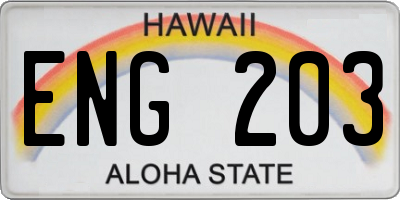 HI license plate ENG203