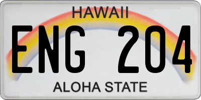 HI license plate ENG204