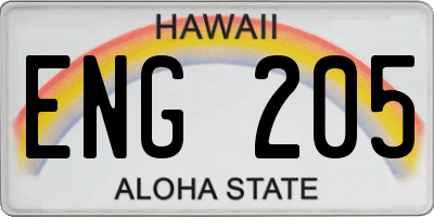 HI license plate ENG205