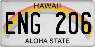 HI license plate ENG206