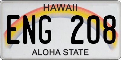 HI license plate ENG208