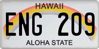 HI license plate ENG209