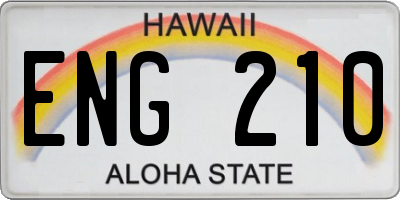HI license plate ENG210