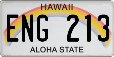 HI license plate ENG213