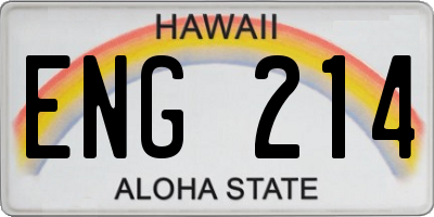 HI license plate ENG214