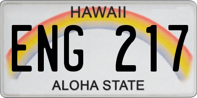 HI license plate ENG217