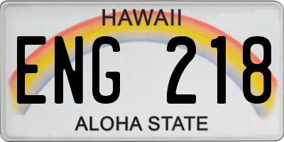 HI license plate ENG218
