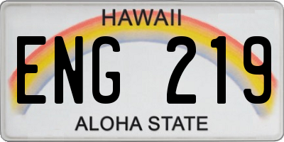 HI license plate ENG219