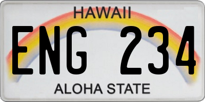 HI license plate ENG234