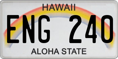 HI license plate ENG240