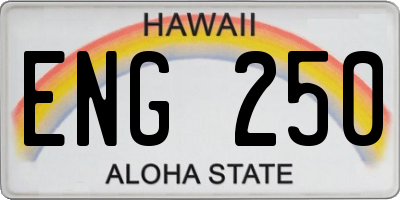 HI license plate ENG250
