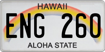 HI license plate ENG260