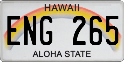 HI license plate ENG265
