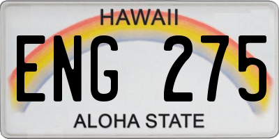 HI license plate ENG275