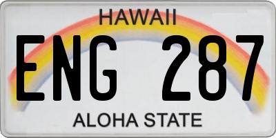 HI license plate ENG287