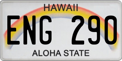 HI license plate ENG290