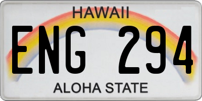 HI license plate ENG294