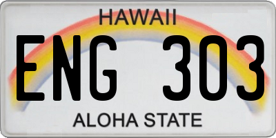 HI license plate ENG303