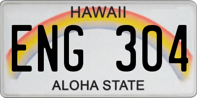 HI license plate ENG304