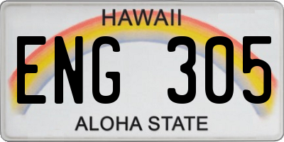 HI license plate ENG305