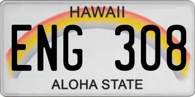 HI license plate ENG308