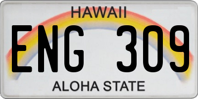 HI license plate ENG309