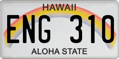 HI license plate ENG310