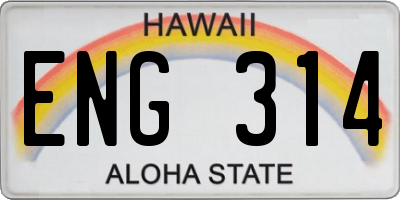 HI license plate ENG314