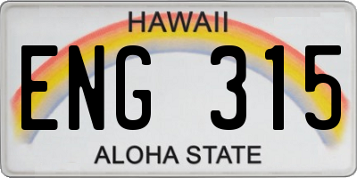 HI license plate ENG315