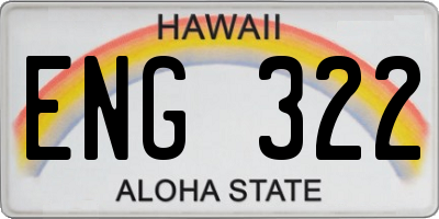 HI license plate ENG322