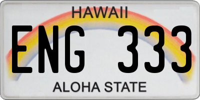 HI license plate ENG333