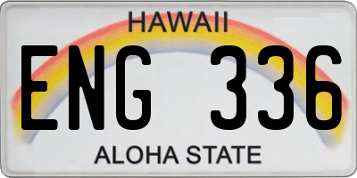 HI license plate ENG336