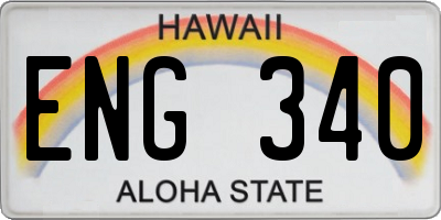 HI license plate ENG340