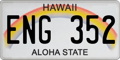 HI license plate ENG352